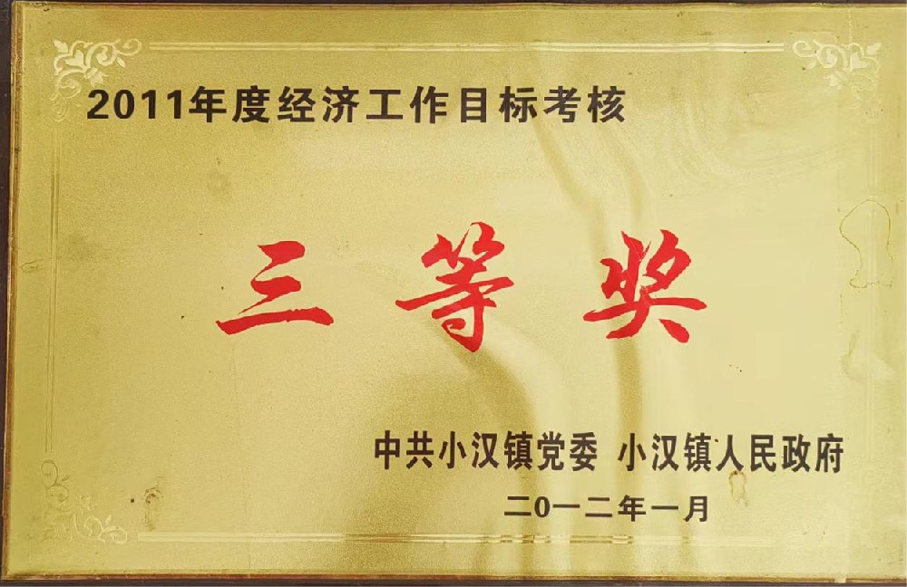 2011年度经济工作目标考核三等奖