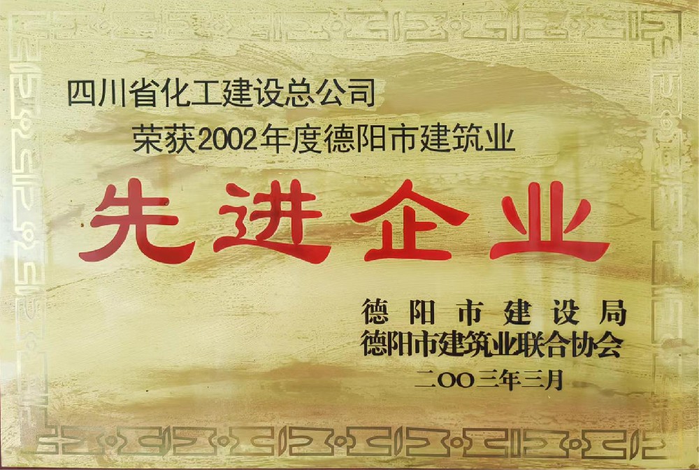 荣获2002年度德阳市建筑业先进企业
